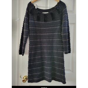 Leifsdottir Anthropologie Black dress size Large fur trim bodycon